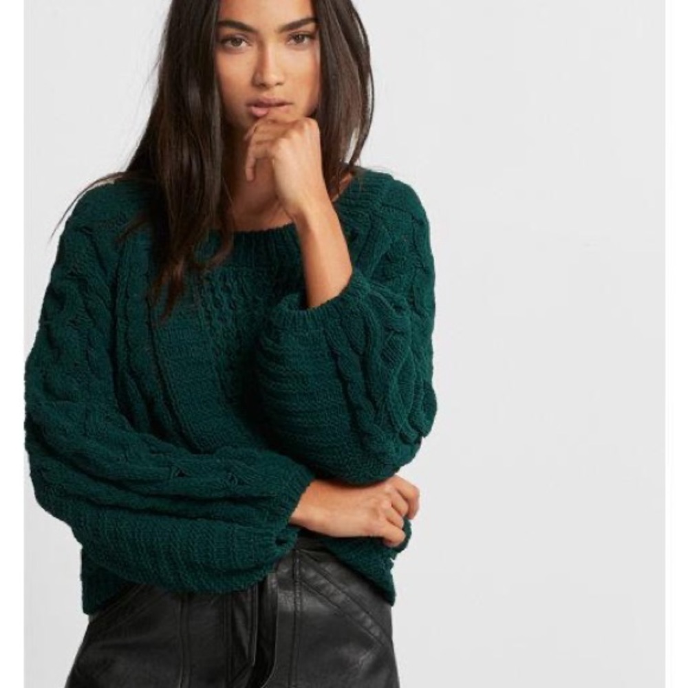 Express green chenille sweater